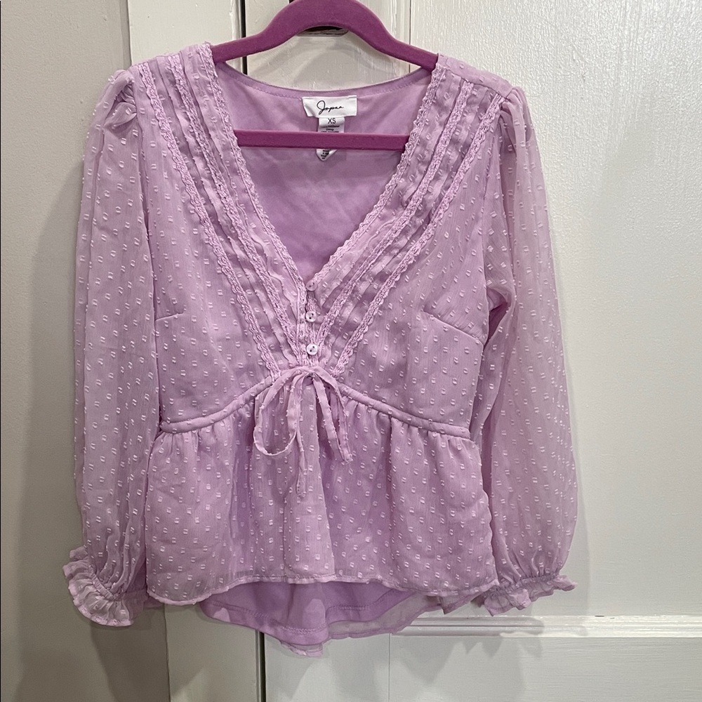 V-Neck Lavender Peplum Top